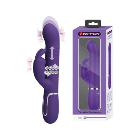 Vibrador Conejo con Empuje y Perlas Vibratorias Giratorias